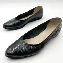 サルヴァトーレフェラガモ ローヒールパンプス 29866 黒 7C Y1474