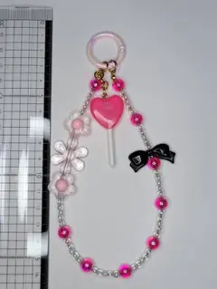 ビーズストラップ(ピンク)