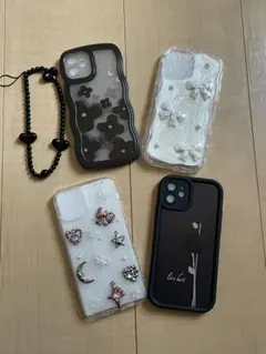 iPhone12用装飾付き透明ケース　4点セット