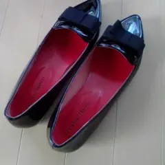 Oriental Traffic ブラックローファー リボン付エナメルサイズ38