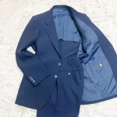 スーツ セットアップ ビジネス フォーマル ストライプ ネイビー 青 L