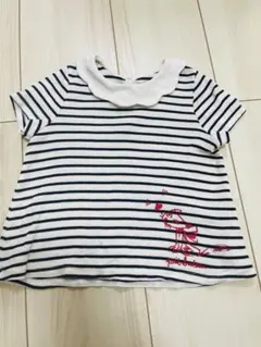 PETIT BATEAU ボーダー 半袖カットソー 襟付き　86cmのサムネイル