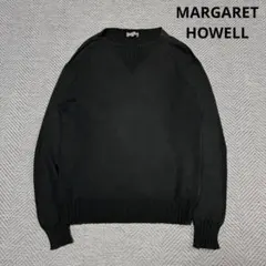 美品 マーガレットハウエル コットン ニット ブラック リブ Vガゼット Mのサムネイル