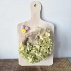 アナベル ドライフラワー ミニリース 木製プレート付き ナチュラルリボン 壁掛け