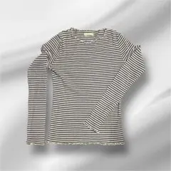 【Sサイズ】earth music&ecologyボーダー 長袖Tシャツフリル袖