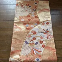 オレンジ系 袋帯 金糸刺繍