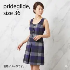 オンワード prideglide チェック柄 ウール ワンピース上品 大人可愛いのサムネイル