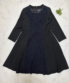 Lサイズ　ルイルエブティック　ワンピース　ビジュー　ツイード　ラメ　黒　紺