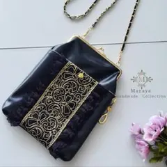 20251010.8 インド刺繍リボンのがま口ポシェット3400