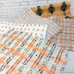 リントンツイード生地　サンプルセット　オレンジ系