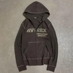 00s AVIREX ジップアップパーカー　サーマル　短丈　y2k お兄系　平成