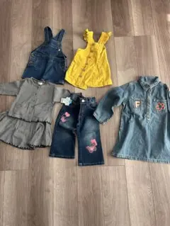 子供服まとめ売り5点 85cm 100cm 110cm 蝶々刺繍デニム入