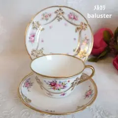 オールドノリタケ　フラワーブーケ　金盛　カップ＆ソーサートリオ　ケーキ皿