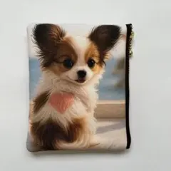 ハンドメイド　パピヨン　ポーチ