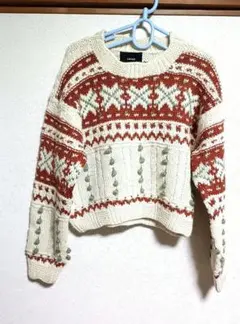 LUCAS ノルディック柄 クロップドニット