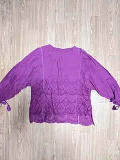 Amina パープル 長袖ブラウス 刺繍入りのサムネイル