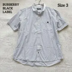 美品✨バーバリーブラックレーベル 半袖ストライプシャツ　ホースロゴ　コットン
