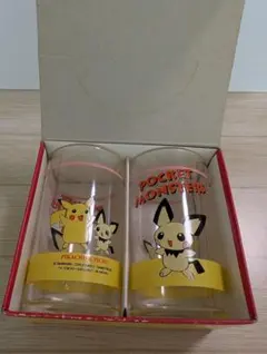 【当時物・未使用】ポケモン ピカチュウ＆ピチュー ペアグラス レトロ 希少箱付き