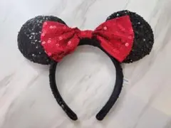 東京ディズニーリゾート ミニー カチューシャ スパンコール 赤リボン