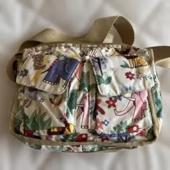 動物と花のプリントショルダーバッグ レスポートサック