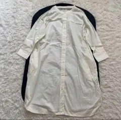 Puchipra no AYA 七分袖　ロングシャツ　白　ボタンシャツ