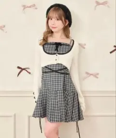 michellMacaron ボレロsetチェックプリーツワンピ - メルカリ