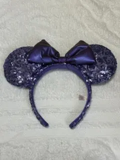 ディズニー　スパンコールカチューシャ（ミニー）　紫