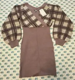 LIP SERVICE チェック柄ニットワンピース