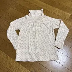 ピンク系花柄タートルネック長袖カットソー 120cm