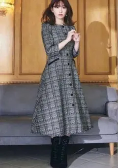 herlipto Classic Tweed Midi Dress