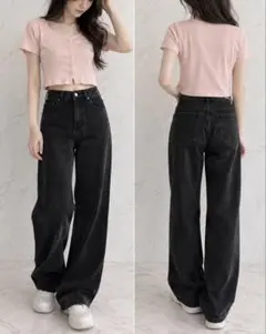 GAP リブクロップド半袖トップス ピュアピンク L