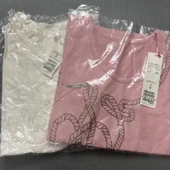 Qキュー 新品 半袖Tシャツ 2枚セット ピンク ホワイトのサムネイル