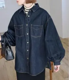 Discoat 袖ボリューム　デニムシャツ　ブルー
