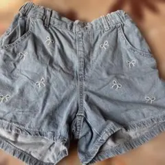 GU リボン刺繍 デニムショートパンツ 150