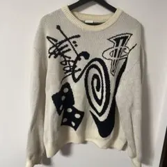 Nike stussyアイボリー ニットセーター グラフィック