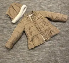 プティマイン　ダウン　120 女の子　フード付き　アウター　コート　ジャンバー