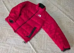 THE NORTH FACE ダウンジャケット XL 赤黒白刺繍 英語タグ