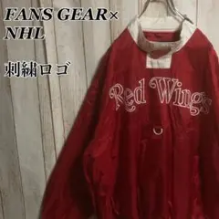 988 NHLレッドウィングスプルオーバーナイロンジャケット刺繍ロゴUSA古着