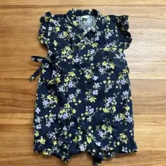花柄コットン甚平 ネイビー 80cm