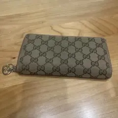 GUCCI 長財布 GG柄 キャンバス ピンクベージュ ジップアラウンド ハート