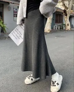 新品未使用！ニットマーメイドスカート　チャコールグレー
