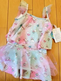 キッズ水着 ワンピース水着 ユニコーン柄 フリルスカート90cm