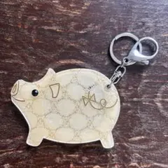 豚デザイン ミラー付き アクリル キーホルダー