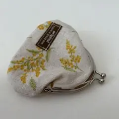 がま口お財布　ハンドメイド　ミモザ柄