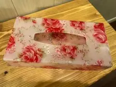 ローズ柄ティッシュボックス