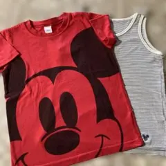 Disney 120 ミッキーマウス Tシャツ 赤☆ミッキーランニングシャツ