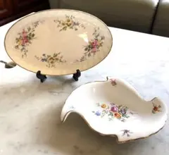 ロイヤルドルトン　アルカディア・ミントン　マーロウ　陶器　花柄　金彩　2点セット
