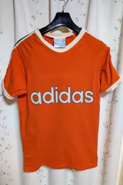希少カラー☆90s アディダス リンガーネック 刺繍センターロゴ Tシャツ 