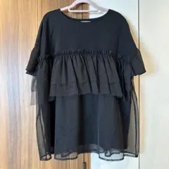 anysis チュール切り替え 半袖Tシャツ ブラックのサムネイル