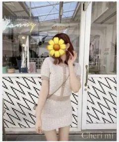 ツイードニットセットアップ（インナーパンツ付き）